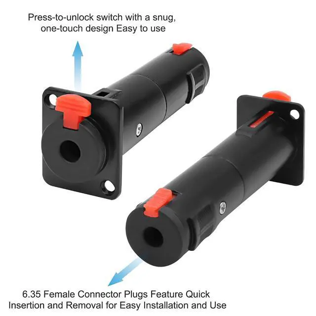 Alt view image 4 of 7 - D-Type 6.35mm 1/4" TRS Panel Mount Female to Female Coupler Locking Stereo Audio Adapter Connector Socket for Speaker Headphone Cable Extension - 1PCS (Black)