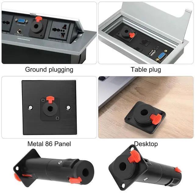 Alt view image 5 of 7 - D-Type 6.35mm 1/4" TRS Panel Mount Female to Female Coupler Locking Stereo Audio Adapter Connector Socket for Speaker Headphone Cable Extension - 1PCS (Black)