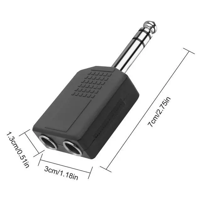 Alt view image 2 of 7 - 1/4" 6.35mm Stereo Plug to Dual 6.35mm Stereo Audio Jack Splitter Adapter 1/4 TRS Male to 2 Female Splitter Converter for Microphone Headphone Guitar Speaker Instrument