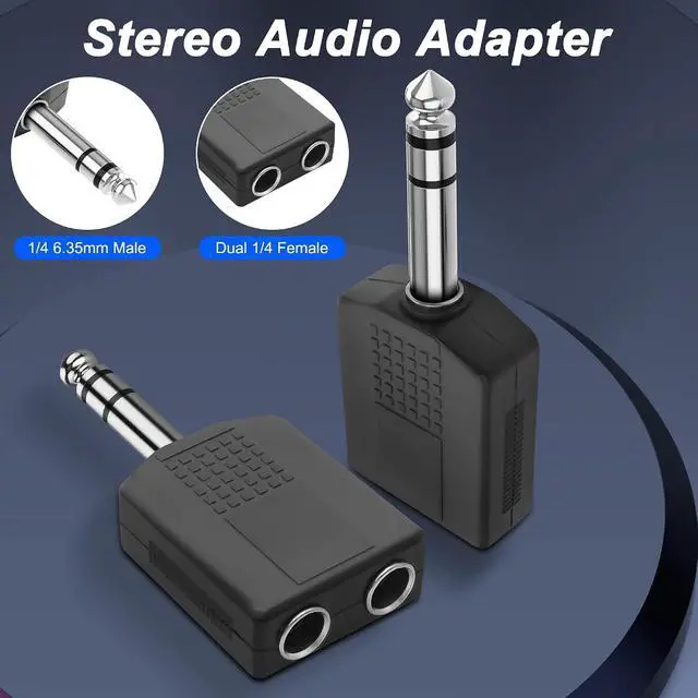 Alt view image 3 of 7 - 1/4" 6.35mm Stereo Plug to Dual 6.35mm Stereo Audio Jack Splitter Adapter 1/4 TRS Male to 2 Female Splitter Converter for Microphone Headphone Guitar Speaker Instrument