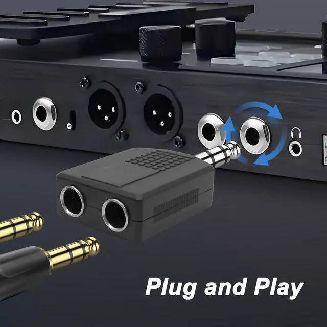 Alt view image 5 of 7 - 1/4" 6.35mm Stereo Plug to Dual 6.35mm Stereo Audio Jack Splitter Adapter 1/4 TRS Male to 2 Female Splitter Converter for Microphone Headphone Guitar Speaker Instrument