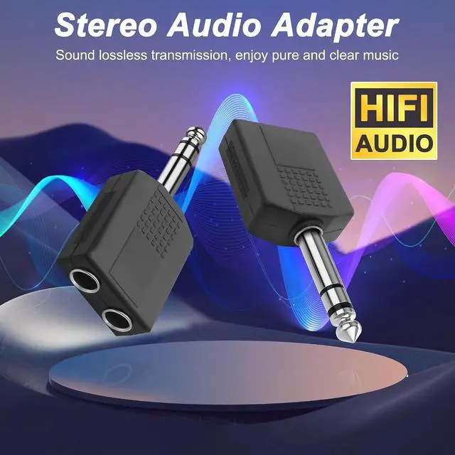 Alt view image 4 of 7 - 1/4" 6.35mm Stereo Plug to Dual 6.35mm Stereo Audio Jack Splitter Adapter 1/4 TRS Male to 2 Female Splitter Converter for Microphone Headphone Guitar Speaker Instrument