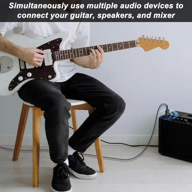 Alt view image 6 of 7 - 1/4" 6.35mm Stereo Plug to Dual 6.35mm Stereo Audio Jack Splitter Adapter 1/4 TRS Male to 2 Female Splitter Converter for Microphone Headphone Guitar Speaker Instrument