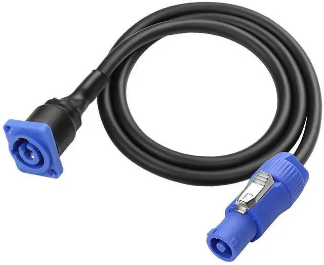 Main image of D-Type 3 Pin AC Powercon Female Panel Mount Socket to Powercon Male Power Adapter Extension Quick Lock Aviation Connector Cable Cord - 1M/3.2FT