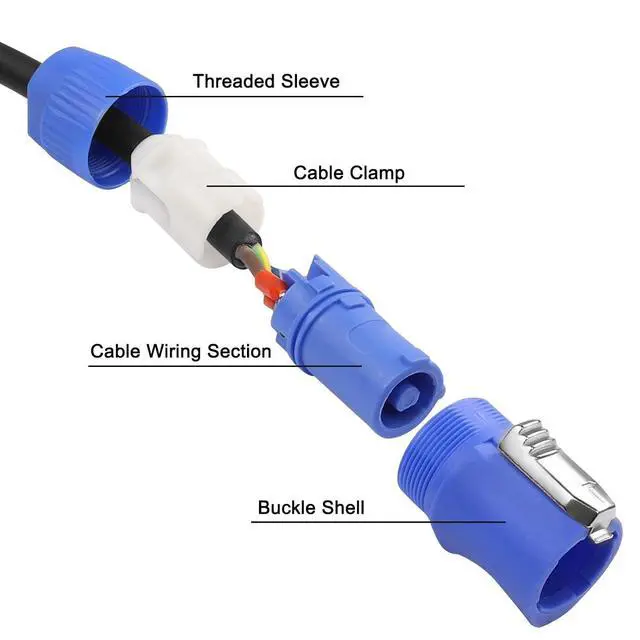 Alt view image 3 of 7 - D-Type 3 Pin AC Powercon Female Panel Mount Socket to Powercon Male Power Adapter Extension Quick Lock Aviation Connector Cable Cord - 1M/3.2FT