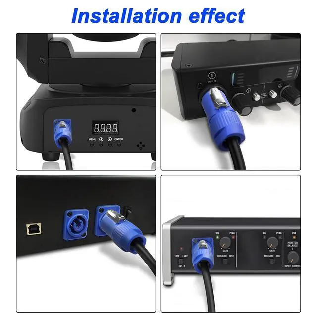 Alt view image 6 of 7 - D-Type 3 Pin AC Powercon Female Panel Mount Socket to Powercon Male Power Adapter Extension Quick Lock Aviation Connector Cable Cord - 1M/3.2FT