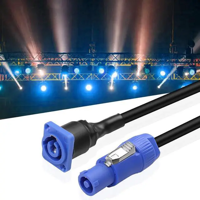 Alt view image 7 of 7 - D-Type 3 Pin AC Powercon Female Panel Mount Socket to Powercon Male Power Adapter Extension Quick Lock Aviation Connector Cable Cord - 1M/3.2FT