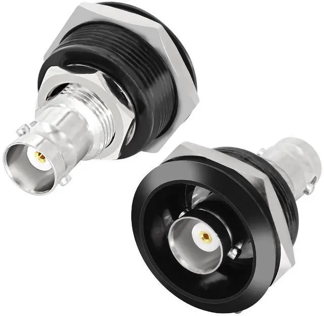 Main image of BNC Plug Connector Adapter BNC Female to Female Panel Mount Coupler Threaded Fixing Feed-Through Connector BNC Monitor Module SDI Video Coaxial Socket for CCTV Security Camera - 2PCS (Black)