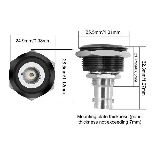 Alt view image 2 of 7 - BNC Plug Connector Adapter BNC Female to Female Panel Mount Coupler Threaded Fixing Feed-Through Connector BNC Monitor Module SDI Video Coaxial Socket for CCTV Security Camera - 2PCS (Black)
