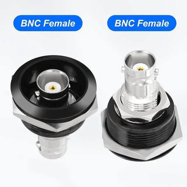 Alt view image 3 of 7 - BNC Plug Connector Adapter BNC Female to Female Panel Mount Coupler Threaded Fixing Feed-Through Connector BNC Monitor Module SDI Video Coaxial Socket for CCTV Security Camera - 2PCS (Black)