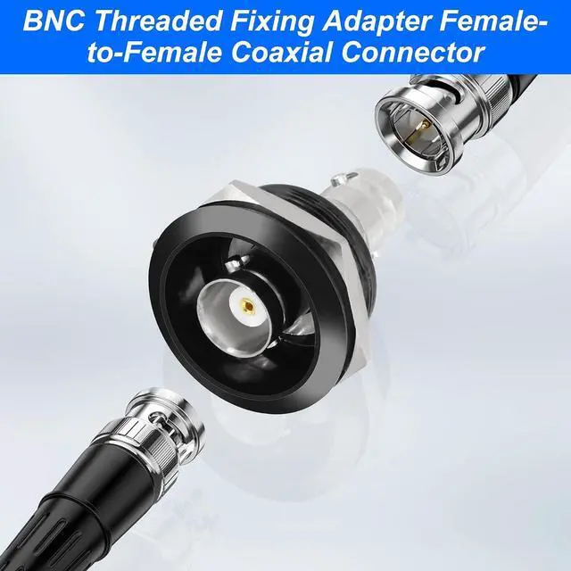 Alt view image 5 of 7 - BNC Plug Connector Adapter BNC Female to Female Panel Mount Coupler Threaded Fixing Feed-Through Connector BNC Monitor Module SDI Video Coaxial Socket for CCTV Security Camera - 2PCS (Black)
