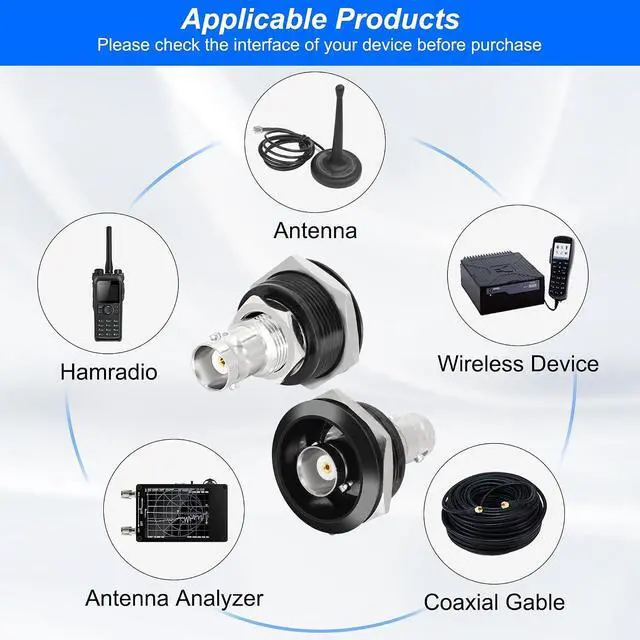 Alt view image 7 of 7 - BNC Plug Connector Adapter BNC Female to Female Panel Mount Coupler Threaded Fixing Feed-Through Connector BNC Monitor Module SDI Video Coaxial Socket for CCTV Security Camera - 2PCS (Black)