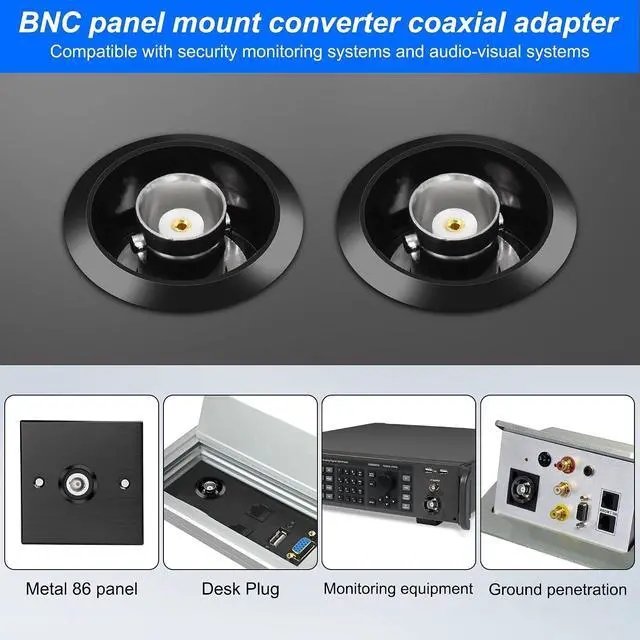 Alt view image 6 of 7 - BNC Plug Connector Adapter BNC Female to Female Panel Mount Coupler Threaded Fixing Feed-Through Connector BNC Monitor Module SDI Video Coaxial Socket for CCTV Security Camera - 2PCS (Black)