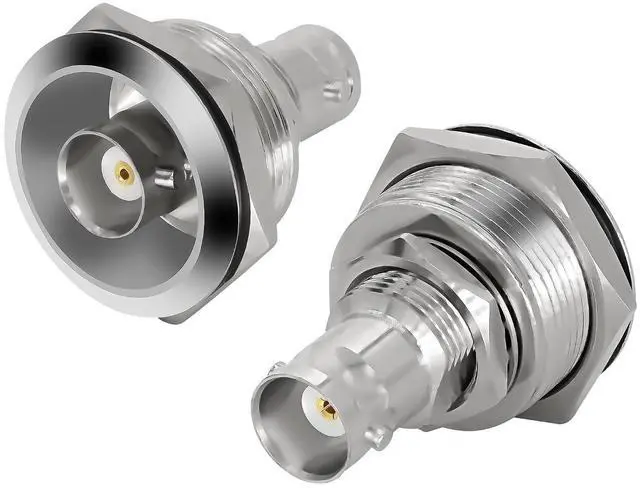 Main image of BNC Plug Connector Adapter BNC Female to Female Panel Mount Coupler Threaded Fixing Feed-Through Connector BNC Monitor Module SDI Video Coaxial Socket for CCTV Security Camera - 2PCS (Silver)