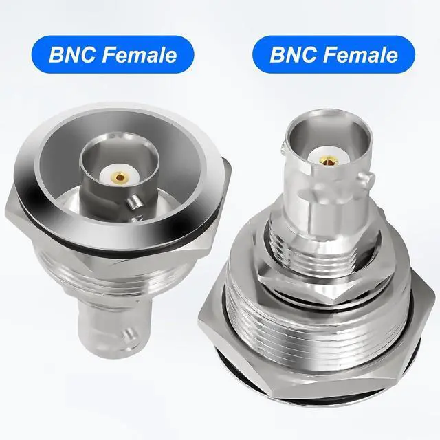 Alt view image 3 of 7 - BNC Plug Connector Adapter BNC Female to Female Panel Mount Coupler Threaded Fixing Feed-Through Connector BNC Monitor Module SDI Video Coaxial Socket for CCTV Security Camera - 2PCS (Silver)