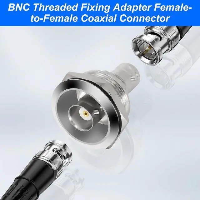 Alt view image 5 of 7 - BNC Plug Connector Adapter BNC Female to Female Panel Mount Coupler Threaded Fixing Feed-Through Connector BNC Monitor Module SDI Video Coaxial Socket for CCTV Security Camera - 2PCS (Silver)