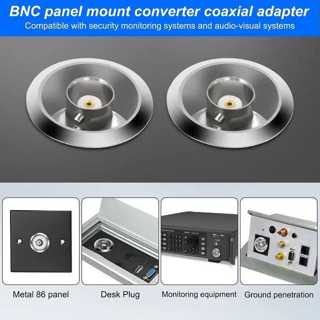 Alt view image 6 of 7 - BNC Plug Connector Adapter BNC Female to Female Panel Mount Coupler Threaded Fixing Feed-Through Connector BNC Monitor Module SDI Video Coaxial Socket for CCTV Security Camera - 2PCS (Silver)