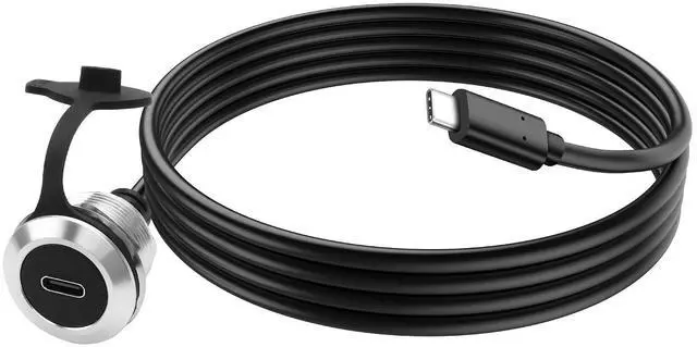 Main image of USB C 3.0 Panel Mount Extension Cable Type-C Female Socket to Male Connector Cord with Dust Cover for Data Transfer and Charging - 1M/3.2FT