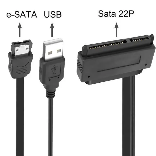 Alt view image 3 of 7 - SATA 22Pin to e-SATA Hard Disk Drive Data Transfer Adapter Cable with USB Powered Cable for 2.5" SATA HDD SSD BLU-RAY DVD CD-ROM DVD+RW Devices - 45CM/17.7INCH