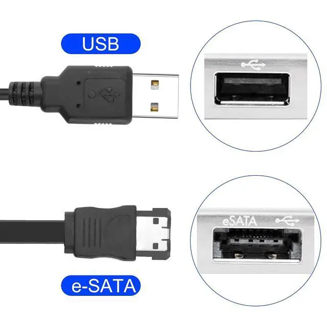 Alt view image 5 of 7 - SATA 22Pin to e-SATA Hard Disk Drive Data Transfer Adapter Cable with USB Powered Cable for 2.5" SATA HDD SSD BLU-RAY DVD CD-ROM DVD+RW Devices - 45CM/17.7INCH