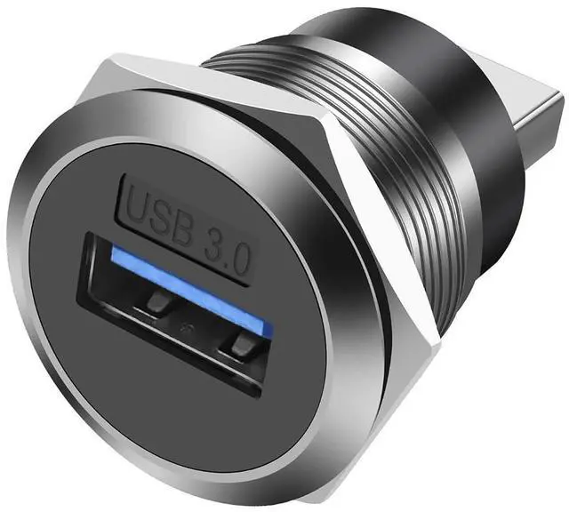 Main image of 5Gbps USB 3.0 Panel Mount Threaded Fixed Round Coupler Adapter Connector Type-A Female to Male Pass Through Bulkhead Socket Converter for Data Transfer & Charging -1 PCS (Sliver)