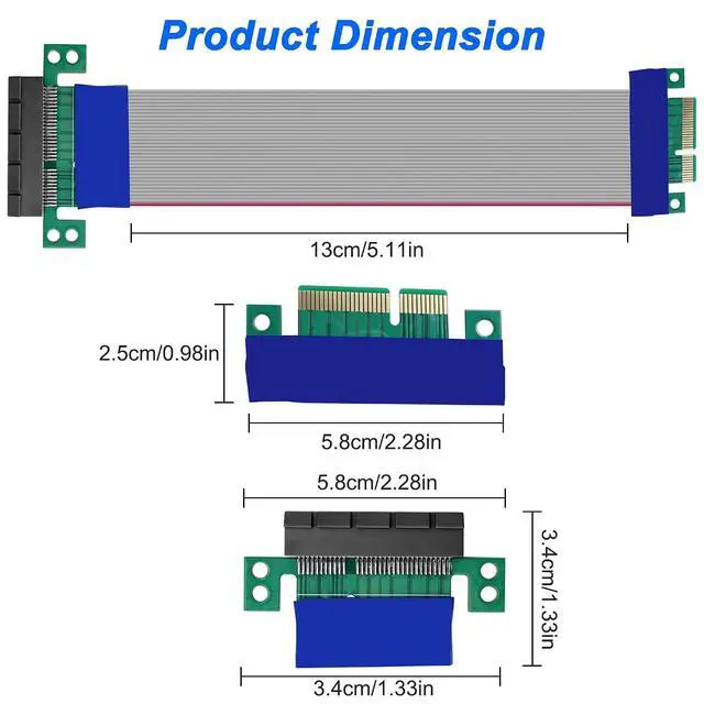 Alt view image 2 of 7 - PCIe 4X Extender Riser Cable Flexible PCI-E Express Male to Female GPU Vertical Mount Graphic Card Extension Cable Extender Adapter - 19CM / 7.48inch