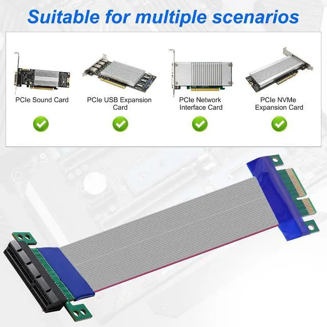 Alt view image 7 of 7 - PCIe 4X Extender Riser Cable Flexible PCI-E Express Male to Female GPU Vertical Mount Graphic Card Extension Cable Extender Adapter - 19CM / 7.48inch
