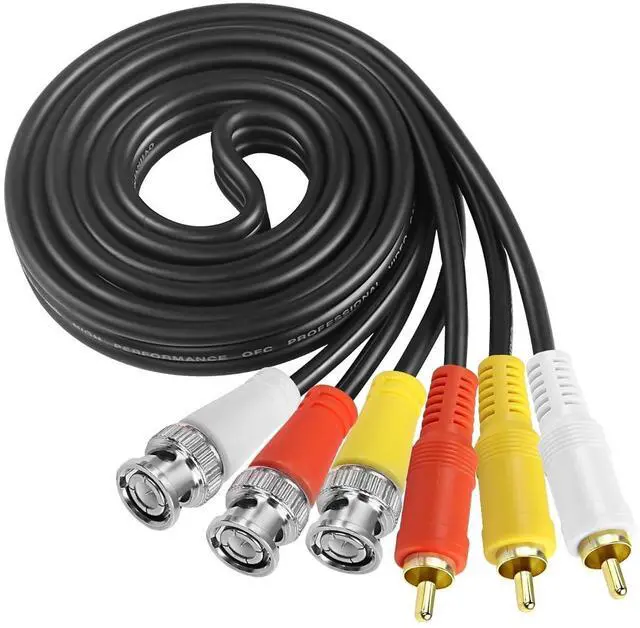 Main image of BNC to RCA Video Audio Cable Coaxial Cable 3 BNC Male to 3 RCA Male Gold Plated Connector Coupler Coaxial AV Connector Adapter for Camera DVR CCTV Surveillance Systems - 1.5M