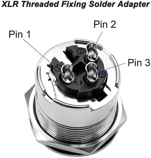 Alt view image 4 of 7 - XLR Panel Mount Threaded Fixing Audio Adapter Connector 3-Pin XLR Female Solder Terminal Round Socket for Speaker Microphone Musical Instruments- 2 Pcs