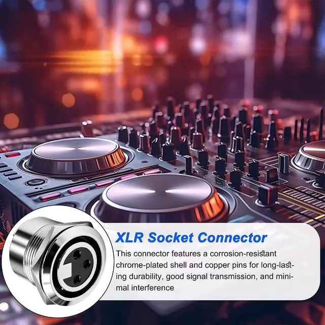 Alt view image 6 of 7 - XLR Panel Mount Threaded Fixing Audio Adapter Connector 3-Pin XLR Female Solder Terminal Round Socket for Speaker Microphone Musical Instruments- 2 Pcs