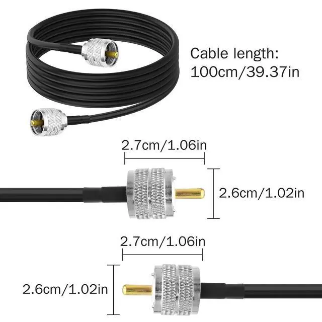 Alt view image 2 of 7 - PL259 UHF Coaxial Cable RG58 UHF Male to Male Low Loss CB Coax Antenna Extension Jumper Cord for HAM Radio, Antenna Analyzer, Dummy Load, SWR Meter - 1M/3.2FT