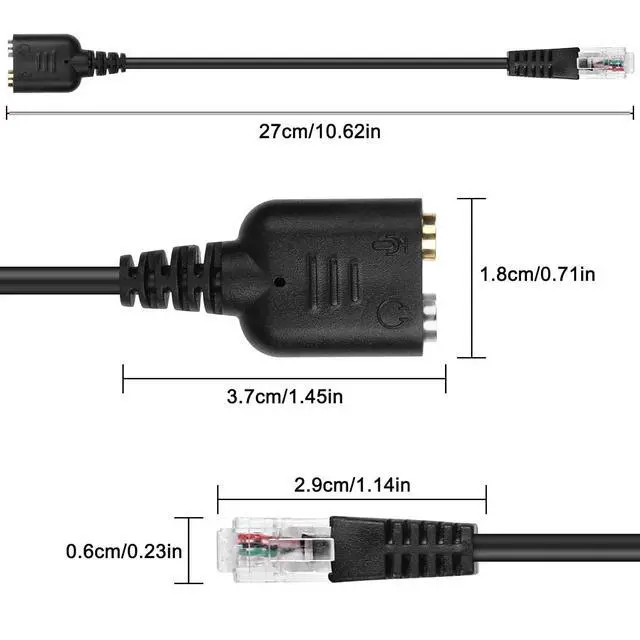 Alt view image 2 of 7 - RJ9 to 3.5mm Headsets Adapter Telephone Phones MIC Audio Splitter Adapter Cable RJ9 4P4C Male to 3.5mm Jack Headphone Microphone Audio Cable - 27CM/10inch