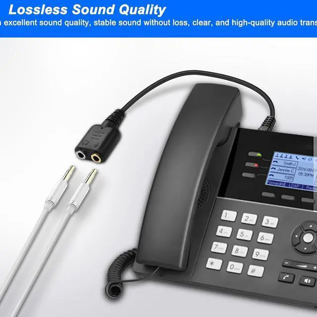 Alt view image 4 of 7 - RJ9 to 3.5mm Headsets Adapter Telephone Phones MIC Audio Splitter Adapter Cable RJ9 4P4C Male to 3.5mm Jack Headphone Microphone Audio Cable - 27CM/10inch