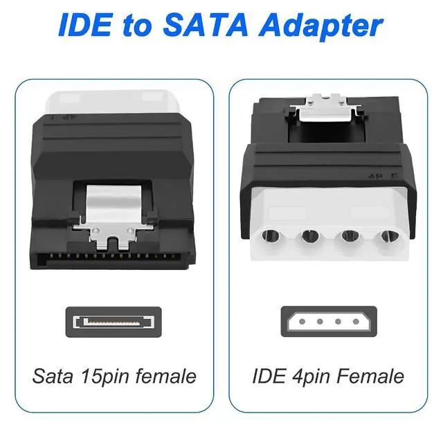 Alt view image 3 of 7 - IDE to SATA Adapter IDE 4Pin to SATA 15Pin Power Adapter Female to Female Power Converter for Hard Drives Solid State Drives HDD SSD CD DVD Drive - 2PCS (IDE Female to SATA Female)