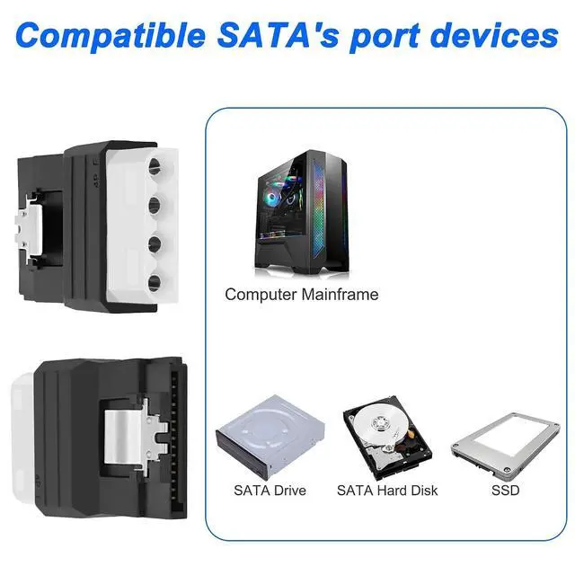 Alt view image 7 of 7 - IDE to SATA Adapter IDE 4Pin to SATA 15Pin Power Adapter Female to Female Power Converter for Hard Drives Solid State Drives HDD SSD CD DVD Drive - 2PCS (IDE Female to SATA Female)
