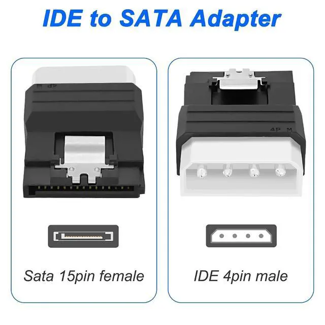 Alt view image 3 of 7 - IDE to SATA Adapter IDE 4Pin to SATA 15Pin Power Adapter Male to Female Power Converter for Hard Drives Solid State Drives HDD SSD CD DVD Drive - 2PCS