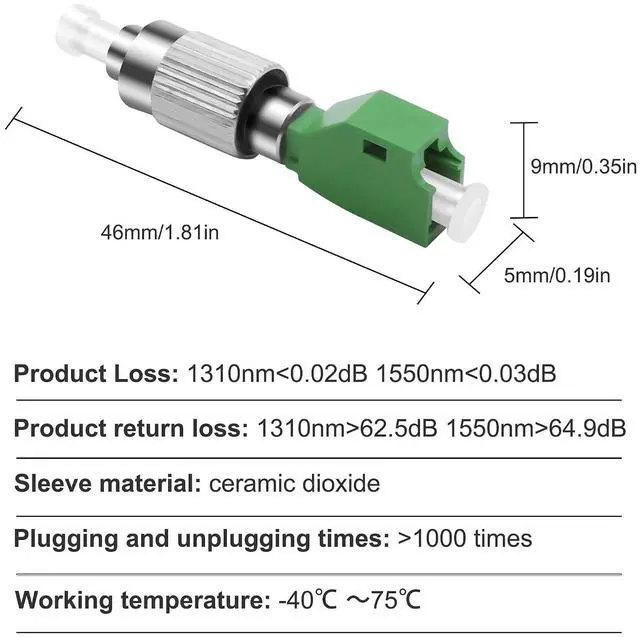 Main image of LC to FC Fiber Optic Adapter FC/UPC Male to LC/APC Female Simplix Hybrid Optical Adapter Converter Connector for Network Internet -2 Pcs