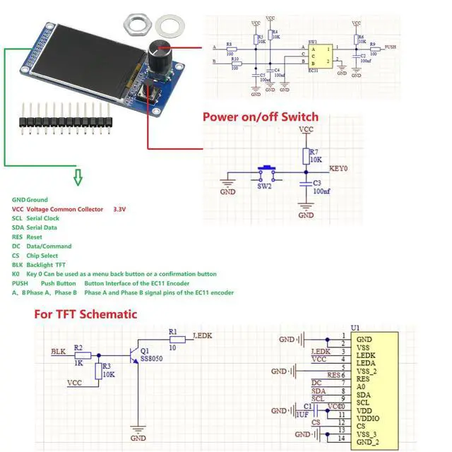 Alt view image 2 of 7 - 2.4 Inch TFT LCD Display Module with EC11 Rotary Encoder, SPI Interface, ST7789 Driver, 3.3V, STM32, ESP32, Raspberry Pi DIY Projects