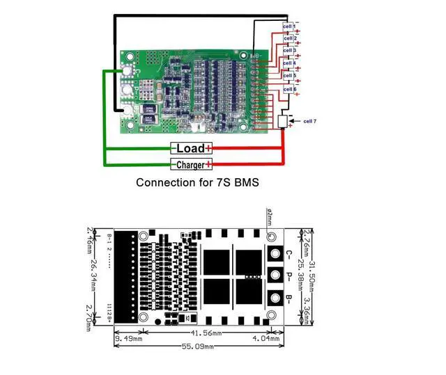 Alt view image 2 of 7 - BMS 6S 7S 8S 9S 10S 11S 12S 13S 25A 4.2V Lithium Li-ion Battery Charge Protection Board Pack BMS Module Board