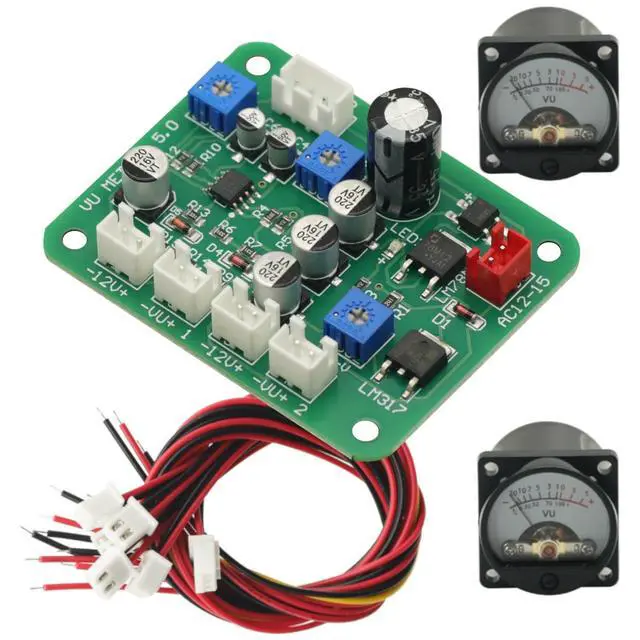 Alt view image 4 of 7 - VU Meter 2PCS VU Panel Meter 500UA VU Meter Warm Back Light Recording & Audio +Cable with Driver Module,VU Meters