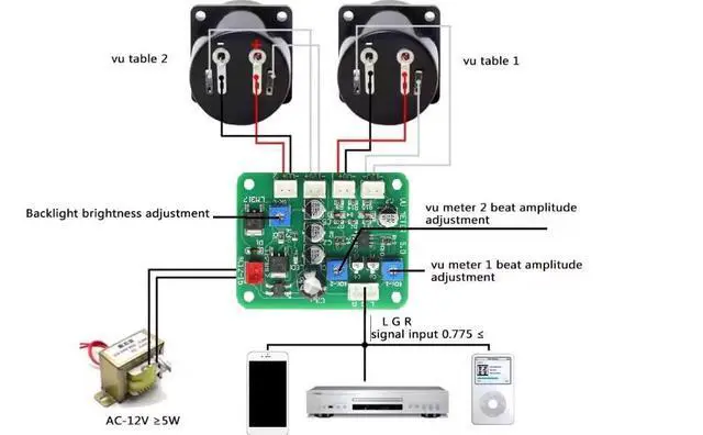 Alt view image 7 of 7 - VU Meter 2PCS VU Panel Meter 500UA VU Meter Warm Back Light Recording & Audio +Cable with Driver Module,VU Meters