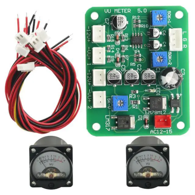 Alt view image 5 of 7 - VU Meter 2PCS VU Panel Meter 500UA VU Meter Warm Back Light Recording & Audio +Cable with Driver Module,VU Meters