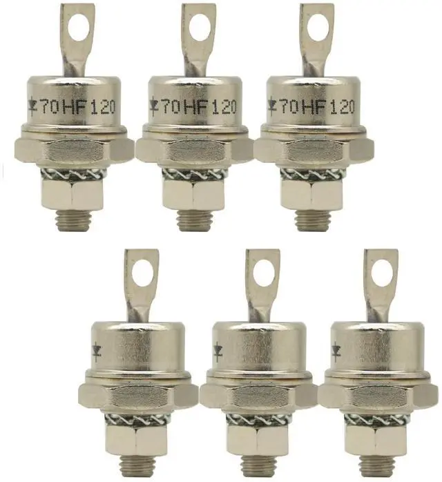 Main image of 3 Pair Rectifier Diode 70A 1200V 3PCS 70HF120 3PCS 70HFR120 High Power Rectifier Metal Stud Type Forward/Reverse Rectifier Diodes