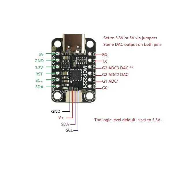 Alt view image 2 of 7 - MCP2221A USB to GPIO ADC I2C Conversion Module Type-C Interface Signal Processing Board,MCP2221A USB to GPIO ADC I2C Breakout Board for OLED Display Sensor PWM Driver