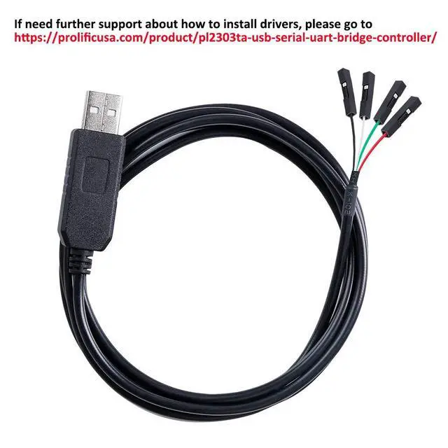 Alt view image 2 of 7 - DTECH USB to TTL Serial 3.3V Adapter Cable TX RX Signal 4 Pin 0.1 inch Pitch Female Socket PL2303 Prolific Chip Windows 10 8 7 XP Vista (6ft, Black)