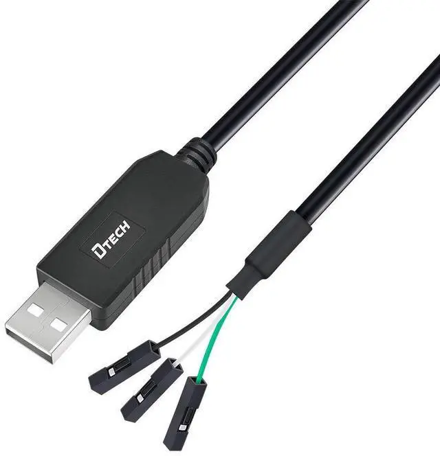 Main image of DTECH 6ft USB to TTL Serial Cable 3.3V 3 Pin TX RX Signal UART Adapter Genuine FTDI FT232RL Chip Debug Cord Compatible with Windows 11 10 8 7 Linux MAC OS 3Pin 3v3 2.54mm Dupont Female Header