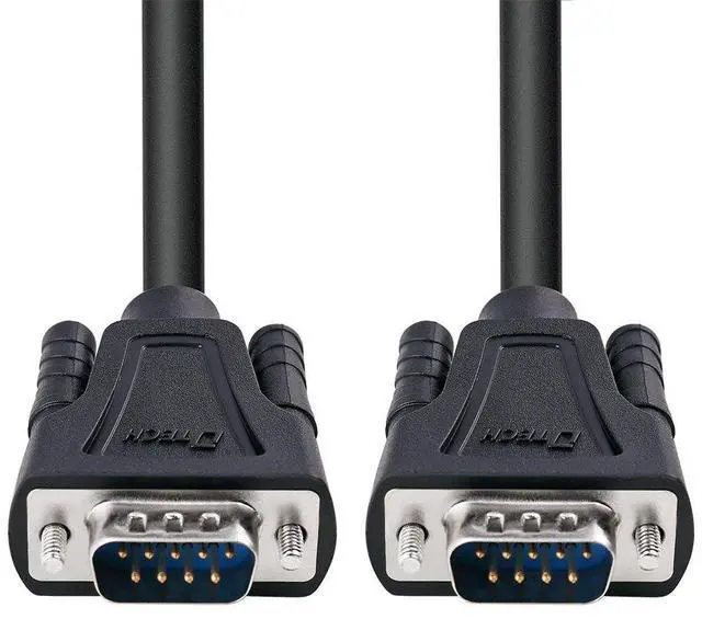 Main image of DTECH 15ft DB9 Serial Cable COM Port Male to Male RS232 Straight Through 9 Pin Data Cord