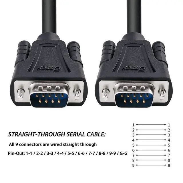 Alt view image 4 of 7 - DTECH 15ft DB9 Serial Cable COM Port Male to Male RS232 Straight Through 9 Pin Data Cord
