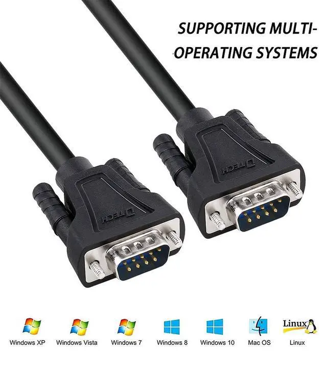 Alt view image 4 of 7 - DTECH 10ft RS232 Null Modem Cable DB9 Serial Male to Male Cord Full Handshaking 7 Wire Crossover for Data Communication Compatible with Computer Network Switch Laptop Router (10 Feet, Black)