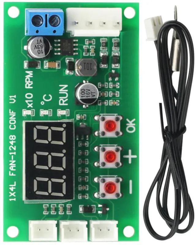 Alt view image 5 of 5 - DC 12-48V 5A PWM Motor Fan Speed Controller Temperature Control Digital 4 Wire PWM Driver Module Motor Controller